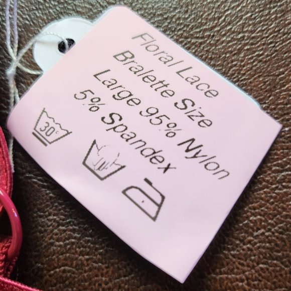 NWT! Floral lace bralette in a rich burgundy red, size L - Picture 5 of 10